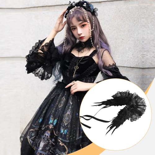Serre-tête Lolita gothique en dentelle raffinée et fibre haute densité pour cosplay - 6