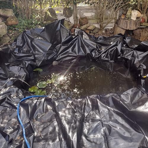 Bâche de bassin robuste 6 x 12 m en membrane PEHD noire pour bassins et cascades