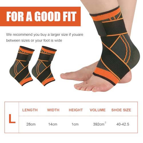 Celiodd 2 Stück Sprunggelenkbandage Fussbandage Sprunggelenk Bandage Fußgelenk Knöchelbandage Sprunggelenk,Schützen Sie Männer-und Frauensportarten,Schützen Sie Bänderverstauchungen(Orange Farbe,L)