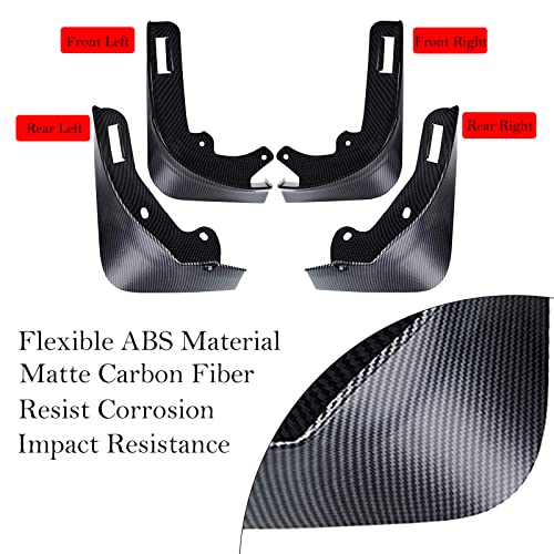 Image of Mud Flaps for Tesla Model Y 2020 2021 2022 2023 2024 Splash Guards Front Rear Fender Protection Mudflaps No Need to Drill Holes (Set of 4, Matte ABS Carbon Fiber)
