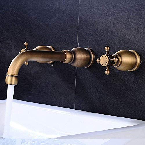 Robinet de vasque rétro en laiton mitigeur 2 poignées pour installation 3 trous