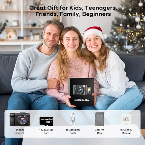 4K Digital Camera for Photography Auto-Focus, Compact 50MP Camera with 180° Flip Screen, 16X Digital Zoom, Camara Fotografica with 32GB Card – Great for Vlogging and Learning Photography(Black) - image 8