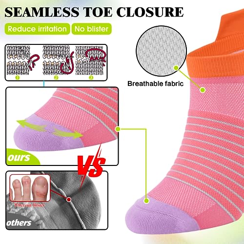 Compression Sport Running Socks For Women Men Seamless Cushion Ankle Socks Plantar Fasciitis Neuropathy Socks 3 Pairs3