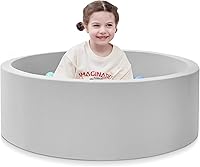 SHJADE Foam Ball Pit for Toddlers 35.4"x11.8" Soft Round Kiddie Pool - Safe Indoor Outdoor Playpen Grey (Balls Not Included)