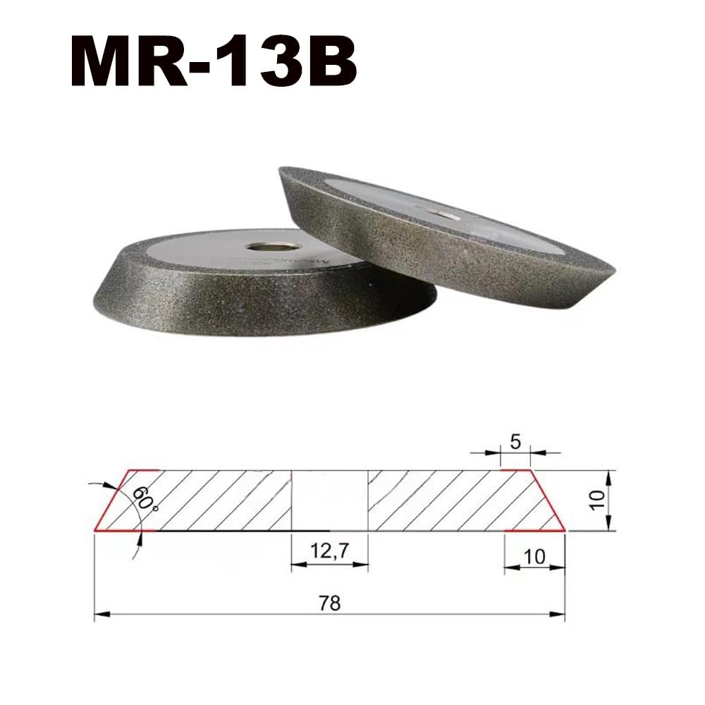 CBN/SDC-Scheibe Mit Körnung 230, 78 Mm Durchmesser, 12,7 Mm Aufnahme, for Z13-2, 13A/D, 13B, 13Q, MR-20G, X1, X3 Hartmetall-Wolfram-HSS-Werkzeuge, 1 Stück(CBN230,MR-13B)