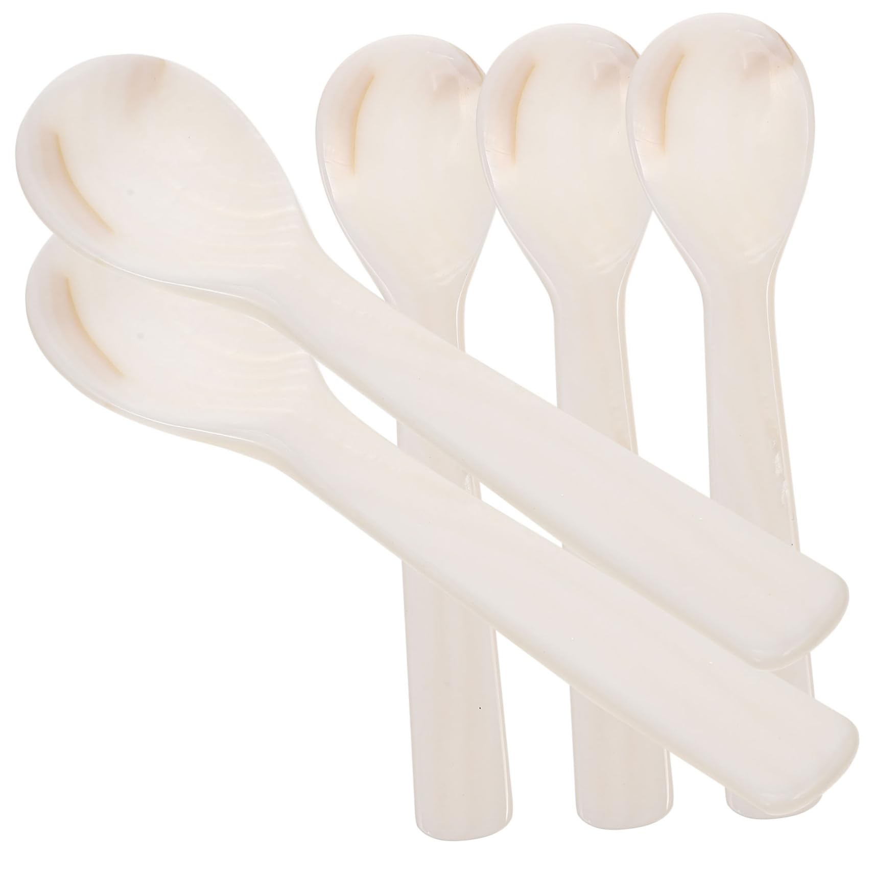 Juego de 5 Elegantes Cucharas de Café con Forma de Concha Blanca Cucharas para Helado Y Tarta Aptas para Lavavajillas