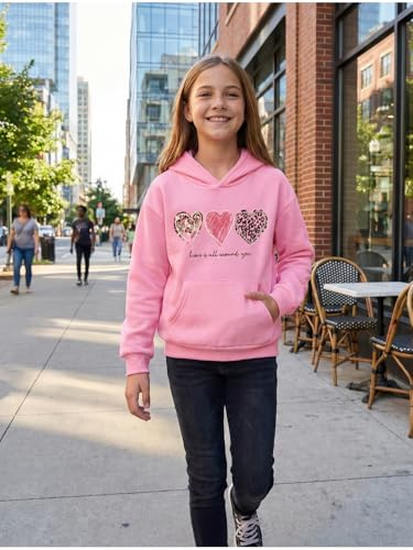Image of WELAKEN Cotton Hoodie Sweatshirt for Girls Kids & Teens Long Sleeve Pullover with Kangaroo Pocket