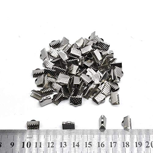 200PCS Ribbon Ends Fastener Kneading Clamp Ends Clasps Textured Crimp Ends 10mm