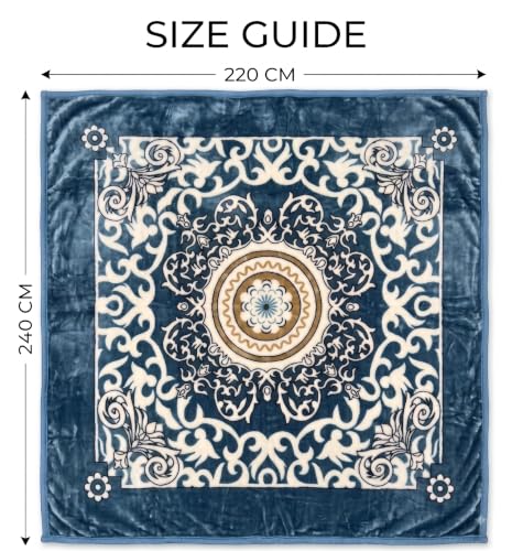 Image of VAS COLLECTIONS 280 GSM Micromink Blanket, 4.5 Kg Premium Soft Warm Cozy Blanket, Plush Floral Printed Blanket for Double Bed, Ultra Soft Comfortable Bedding, 86 x 90 Inches(218 x 229cm) - Powder Blue