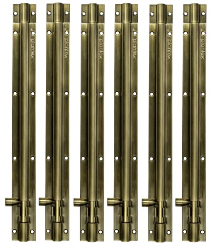 Image of Plantex Stainless Steel 12 inch Tower Bolt /Tower Bolt for Home,Offices Doors and Windows /Tower Bolt for Main Door /Door Latch /Kundi /Chitakini /Door Latch for Windows (Brass Finish, Pack of 6)