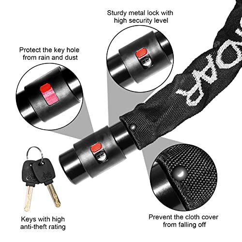 MOSSNDAR Bike Lock,Upgraded 8mm 1170g 99cm High Security Bike Locks,with Knit Pattern Cover,Bike Chain Lock with 2 Keys,Bicycle Lock Heavy Duty,Anti-Theft Cycling Lock for Motorbike,MTB,Gate,Scooter - Image 6