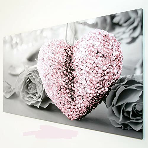 NC Modern Roze Hart Canvas Gedrukt Kunst Schilderij Hangend Thuis Muur Decor Niet ingelijst