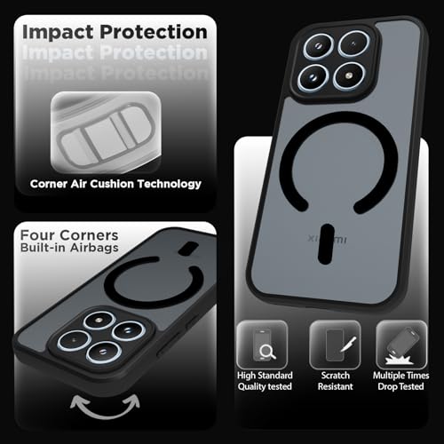 Image of RIGGEAR Shockproof Sleek Hybrid Armor Magnetic Back Cover Case Compatible with MagSafe Accessories for Xiaomi 17 (Smoke Black Matte PC + Black TPU Bumper)
