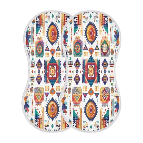 Kigai Ethnic Print Baby Burp Cloths Extra Soft and Absorbent Burping Rags Cotton Burping Clothes Baby Washcloths for Newborn Boys Girls - 2 Pack