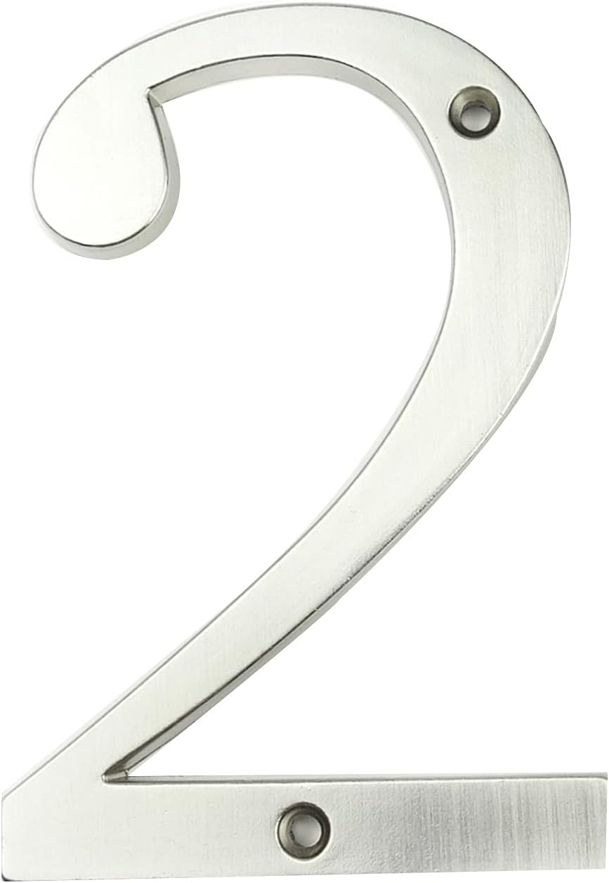 BREAKA 3D Floating Door Sign Sign 10cm Large Modern Household Number Door Family Address Mailbox Number Household Number Number Portal Outside Sign 4 Inch. #5 Silver (Size : 1)