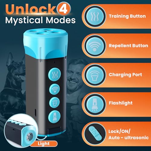 Upgraded Ultrasonic Dog Bark Deterrent, 4+1 Head with Sound Alarm Manual Frequency Adjustable No Shock Humane Training Device for Small/Medium/Large Dogs - Image 4