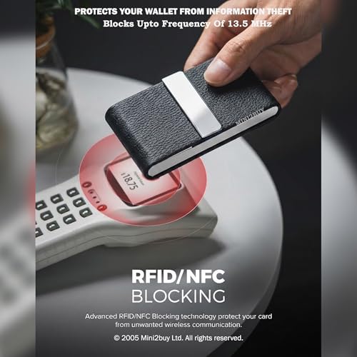 Image of Mini2buy Customized Unisex Vertical Card Holder Name Engraved for Credit|Debit|ATM|Business Visiting RFID Blocking Stainless Steel (1 x 10 x 6 cm) Personal Corporate Gift (S-Plan Black)