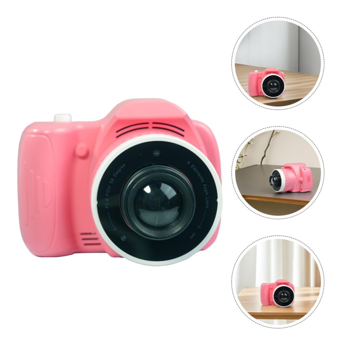 Baluue Macchina Fotografica con Proiettore, Videocamera Portatile Rosa in Plastica, Proiezione 1080p, Musica e Editing Foto, per Viaggio e Fotografia