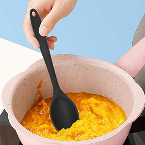 kuou 2 Pcs Large Silicone Cooking Spoon, Black Slotted Spoons Nonstick Kitchen Spoon Heat-Resistant Cooking Spoons for Stirring, Scooping and Mixing - Image 7