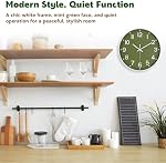 Silent Wall Clock Non-Ticking Battery Operated – Modern Olive Green Analog Wall Clock for Living Room, Kitchen, Office, Bedroom – Stylish Home Wall Decor Clock, 8 Inch