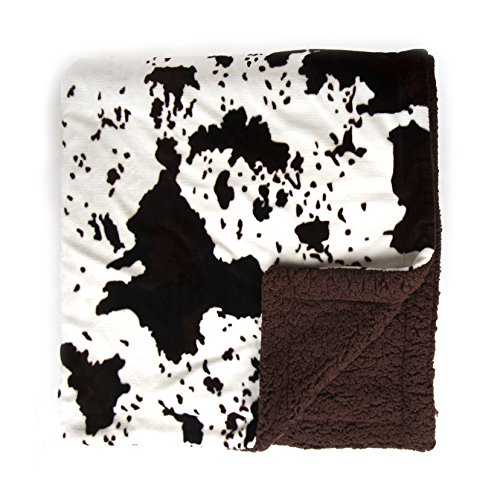 Sleeping Partners Plush Sherpa Cowhide Print Throw Blanket