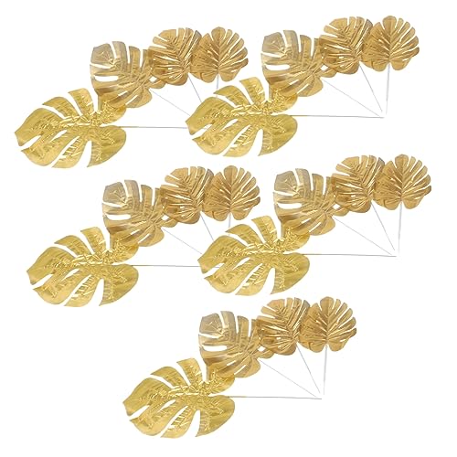 ADOCARN 20 Piezas Hoja De Monstera Dorada Guirnalda Vides Flores Falsas Ligero Decoraciones Olivo Artificial Decoración Estético Falso Luces Plantas Árbol Hada Tela De Seda Golden