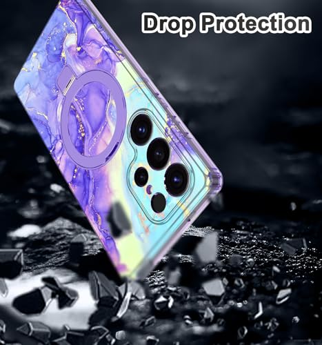Shecaset Magnetic for Galaxy S25 Ultra Case with Invisible Ring Stand [Compatible with MagSafe], Full Body Rugged Slim Women Men Girl Shockproof Case for Samsung Galaxy S25 Ultra,Cobalt Violet by Shecaset - Used condition - Image 6
