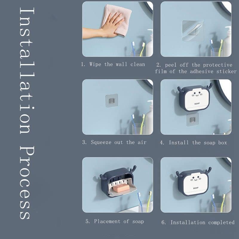 Miniatura 6 de Jabonera con cuernos de dibujos animados abatibles, jabonera para ducha, resistente y fácil de montar sin taladrar, soporte para jabón de barra para