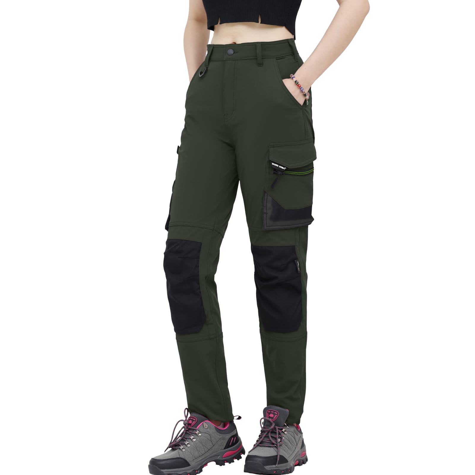 WORK IDEA Damen Slim-Fit Stretch Arbeitshose: Kritische Stoffbereiche aus Cordura – strapazierfähige Eleganz für vielfältige Arbeitsanforderungen.