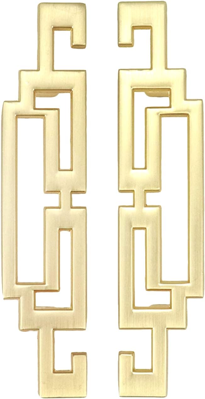 Semetall 4.2" Drawer Pulls, Modern Gold Cabinet Handles for Furniture Hardware Dresser Door with Screws,2.5" Hole Distance,Pack of 2