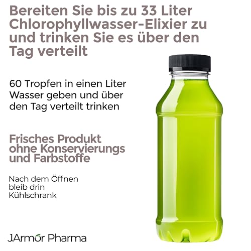 Chlorophyll Tropfen 100 ml – 300 mg Hochdosierte Chlorophyll aus Spinat pro Tag – Flüssiges Chlorophyll Clorophyllin-reich aus Italien – Vegan – J.Armor Pharma (Chlorophyll)