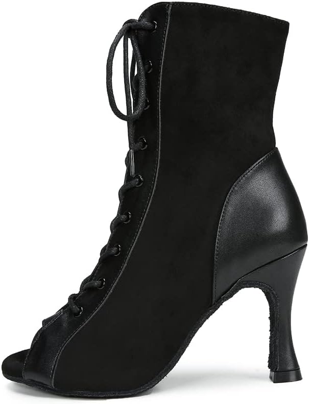 YYTing Women Suede Ballroom Dance Boots Latin Salsa Dress Shoes Practice Footwear 2.5inch 3.5inch Heels YT22 - Image 5
