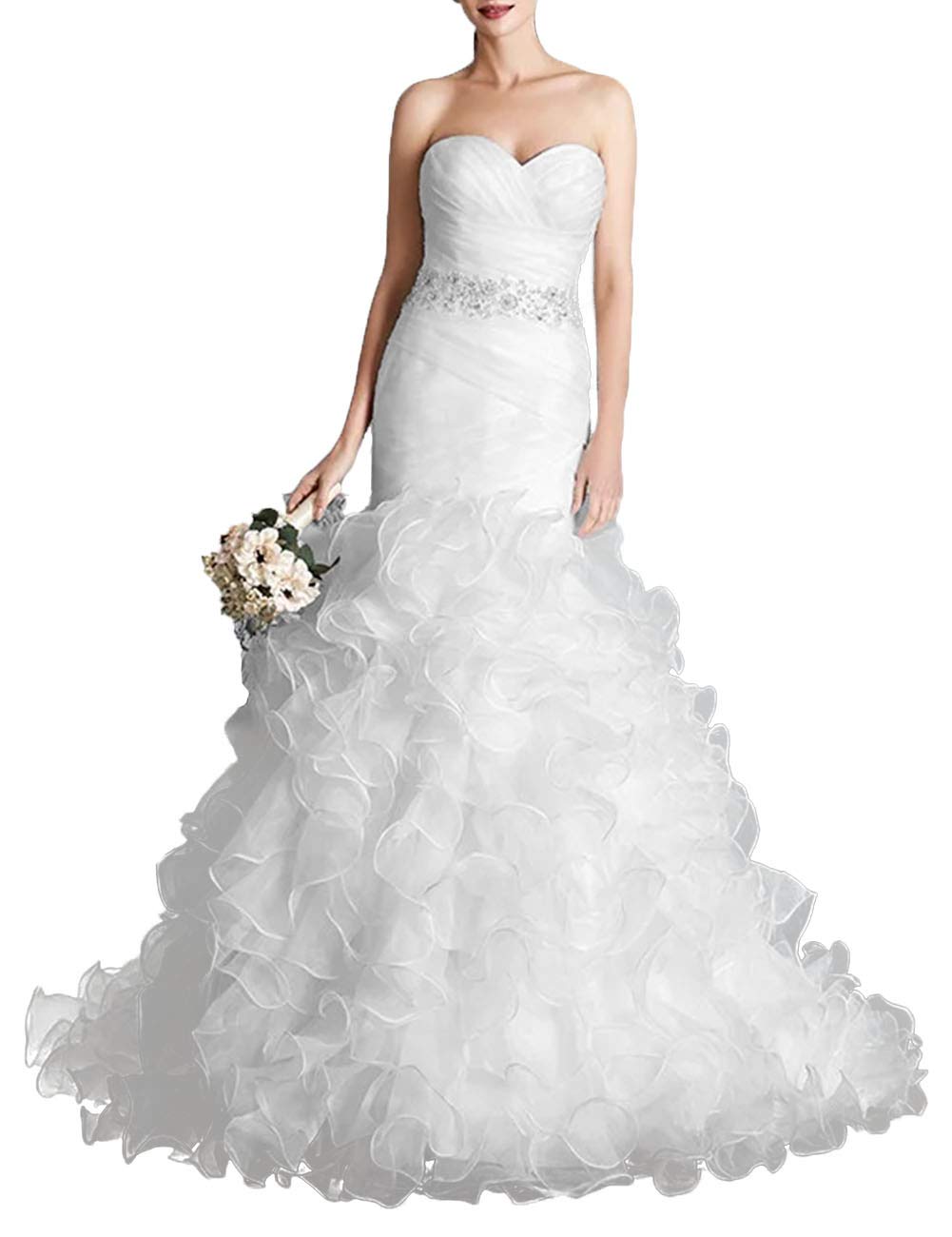 Senza Spalline Backless Abiti da Damigella d'Onore con Treno, Bianco, 38