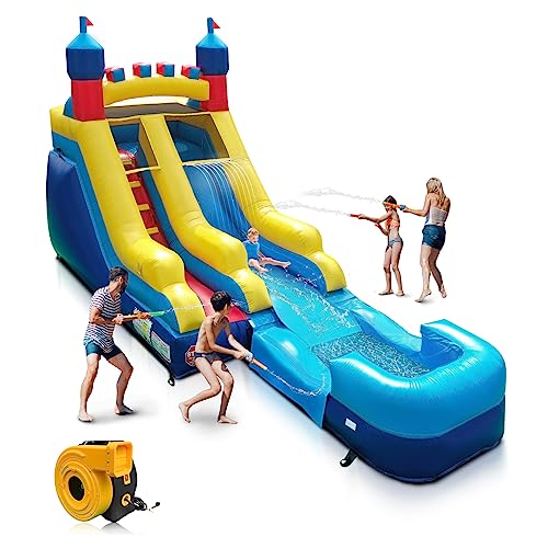 JOYMOR Commercial Grade Inflatable Water Slide with Splash Pool for Kids and Adults, 100% PVC Vinyl Inflatable Water Park for Outdoor Fun Backyard with Air Blower (23 x 9 x 14ft)