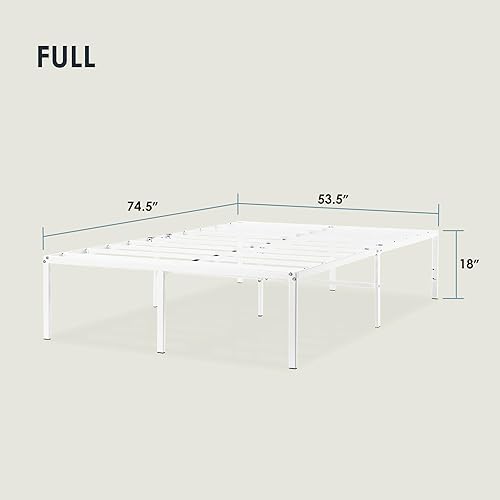 Miniatura 55 de Best Price Mattress Marco de cama de plataforma de metal de 18 pulgadas, listones de acero resistente, blanco, tamaño Queen