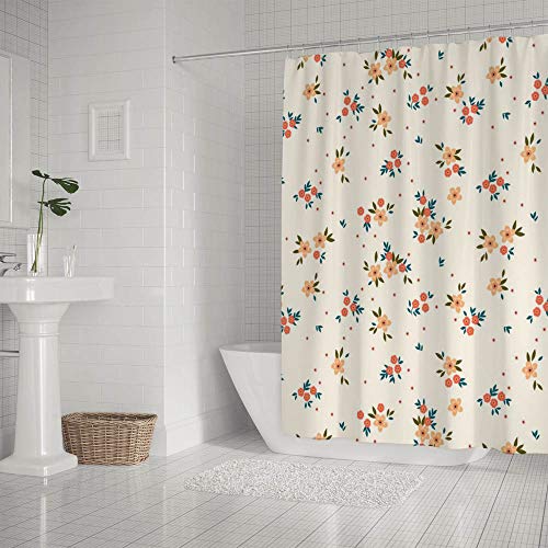 Rideau de douche polyester fleur orange jaune 168x183 cm