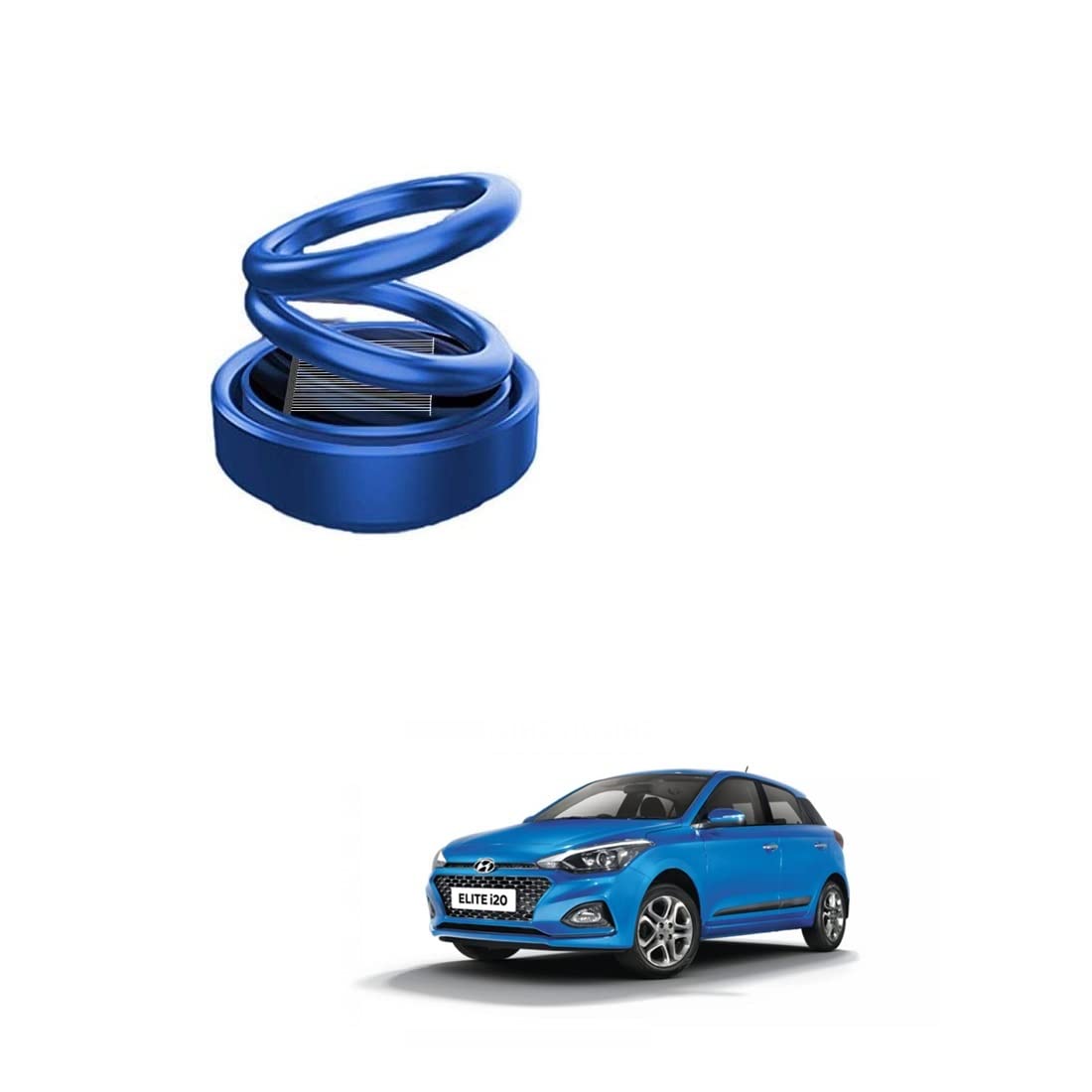 Car Solar Ring Air Freshener Double Loop Rotary Air Conditioner Dashboard Air Freshener Perfume Blue for Hyundai i20 Elite