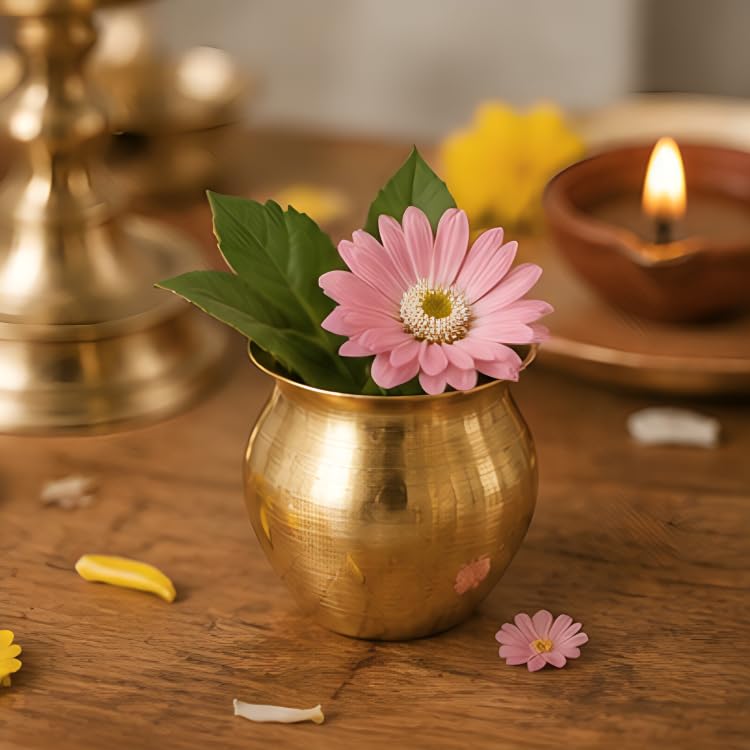 Brass Mini Kalash for Pooja | Small Pital Lota for Mandir, Jal Arpan, Puja Rituals, Festivals & Religious Ceremonies | Traditional Brass Pooja Utensil 1pc-image-45