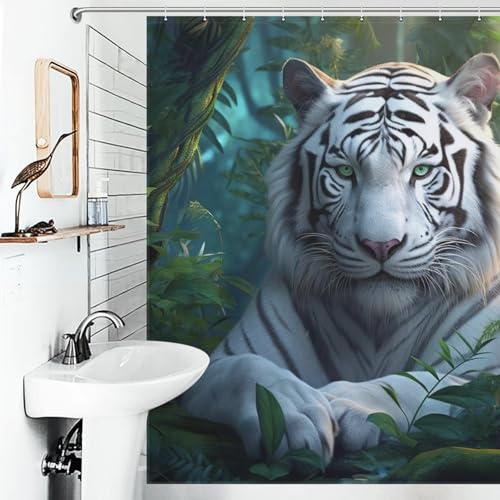 Rideau de douche tigre imprimé haute définition en polyester résistant - 6