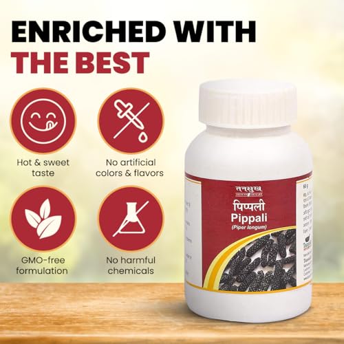 Image of Tansukh Pippali Powder- Pack of 2 (60g Each) Ayurvedic Pipali Churna, Long Pepper Piper Longum | Authentic Spice from India | Immunity Booster | Ideal for Cooking, Seasoning, and Ayurvedic Use
