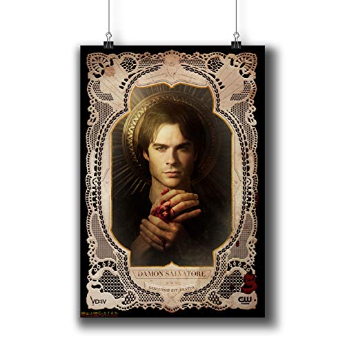 The Vampire Diaries TV Series Poster Small Prints 058-020 Damon Salvatore Ian Somerhalder,Wall Art Decor for Dorm Bedroom Living Room (A4|8x12inch|21x29cm)