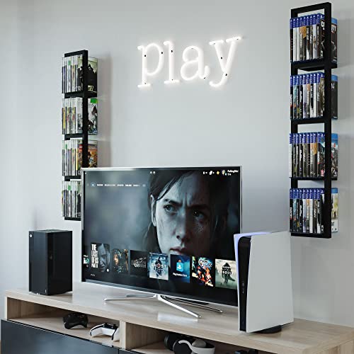 Image of You Have Space Wall Mount 34 Inch Media Storage Rack CD DVD Organizer Metal Floating Shelf Set of 2 Black