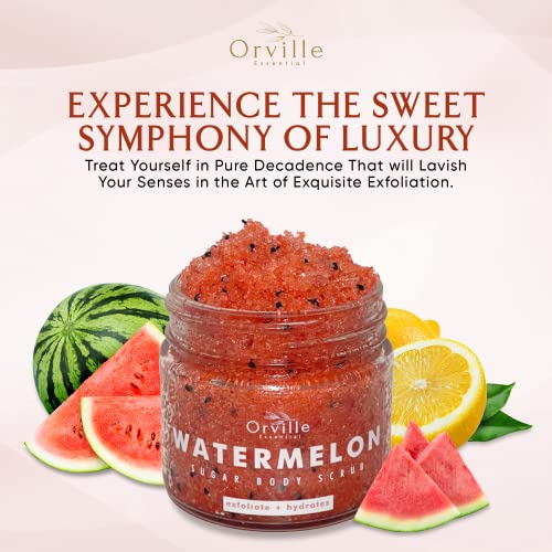 Prime Watermelon Sugar Scrub W/ Real Watermelon Extract, 200G Natural Exfoliating Body Scrub For Preppy Skin Care, Body Exfoliator Scrub For Shower W/ Spoon, Body Skin Care Products -Orville Essential #TOP6