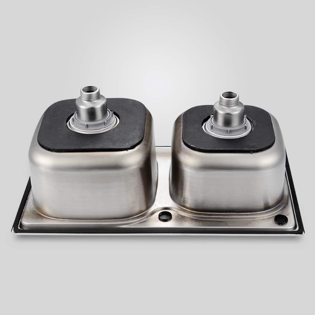 Juego de Fregadero de Cocina Cuadrado de Acero Inoxidable de Doble Seno con colador, Incluye Kit Completo de instalación de desagüe y escurridor.