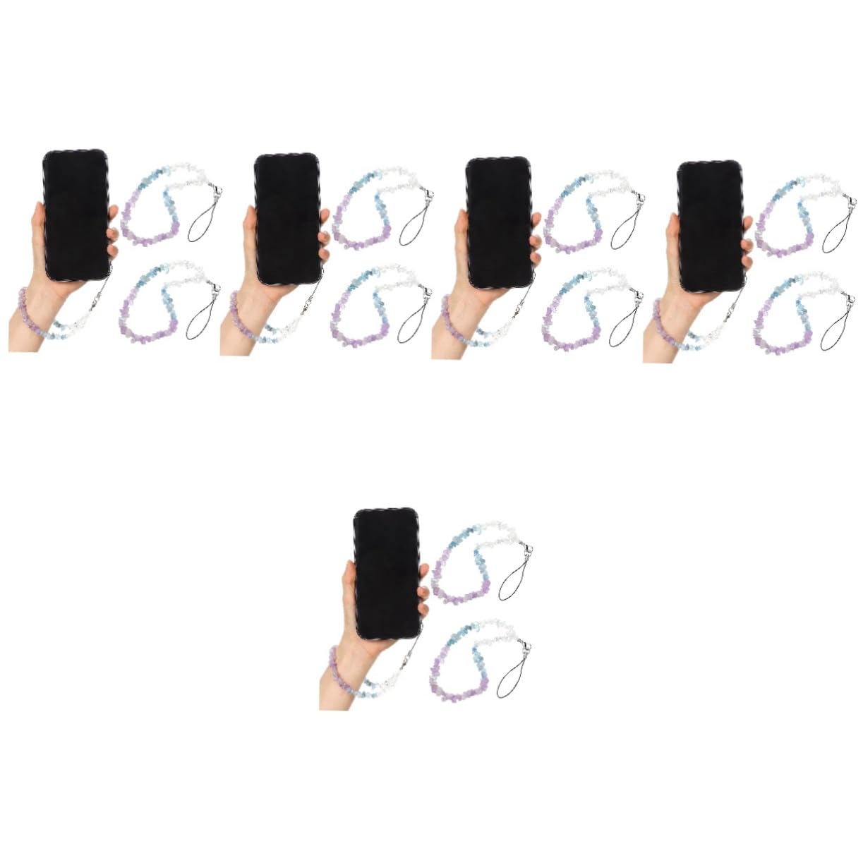 Hemobllo 4 Stück Schlüsselanhänger Smartphone-Schlüssel Bunt Kristall Ästhetisch Damen-Accessoires Charm-Zelle Natürliches Armband Kurzes Etui Hand-Lanyards Handgelenk