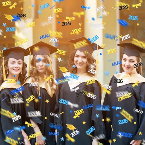 Image of Sumind 3000 Pieces 2026 Graduation Confetti Class of 2026 Graduation Party Decorations Diploma Confetti Decorations for Grad Anniversary Party(gold, Silver, Black, Blue, 2026 Style)