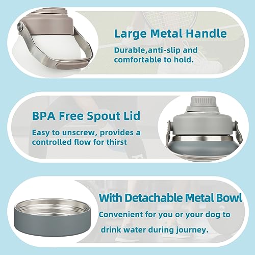 Image of BJPKPK 64oz Insulated Water Bottles, Dishwasher Safe Half gallon Water Bottle with Metal Handle, BPA Free Spout Lid & Detachable Bowl, Large Stainless Steel Jugs, Black