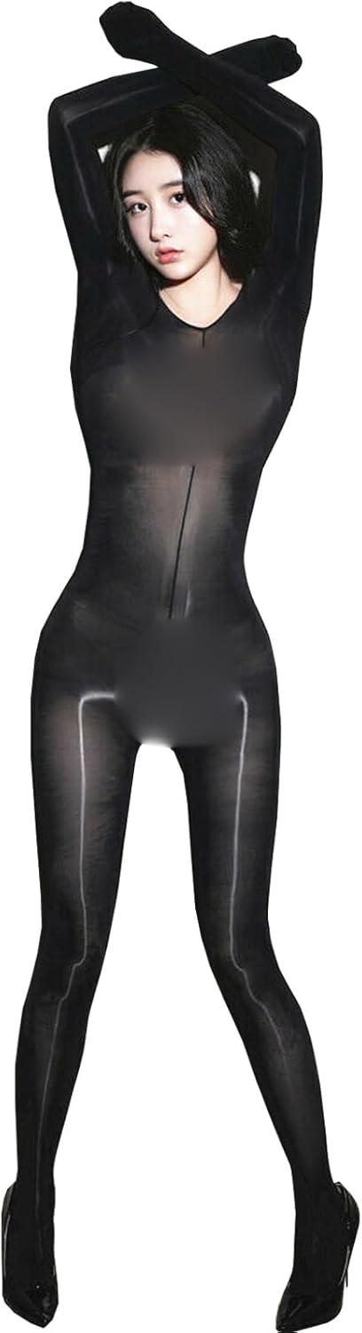 Plus Size Bodystocking 8D Glänzend Catsuit Overall Nylon Shiny - Foto 2