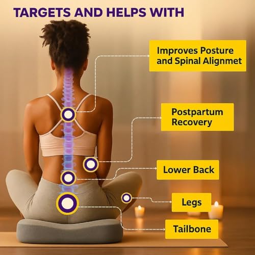 Image of Memory Foam Car Seat Back Support, Orthopedic Lumbar Back Rest for Back Pain Relief, Back Support Pillow for Office ChairCarBack Support Pillow,-Seat Cushion (Grey, Chair Squre CUSION)