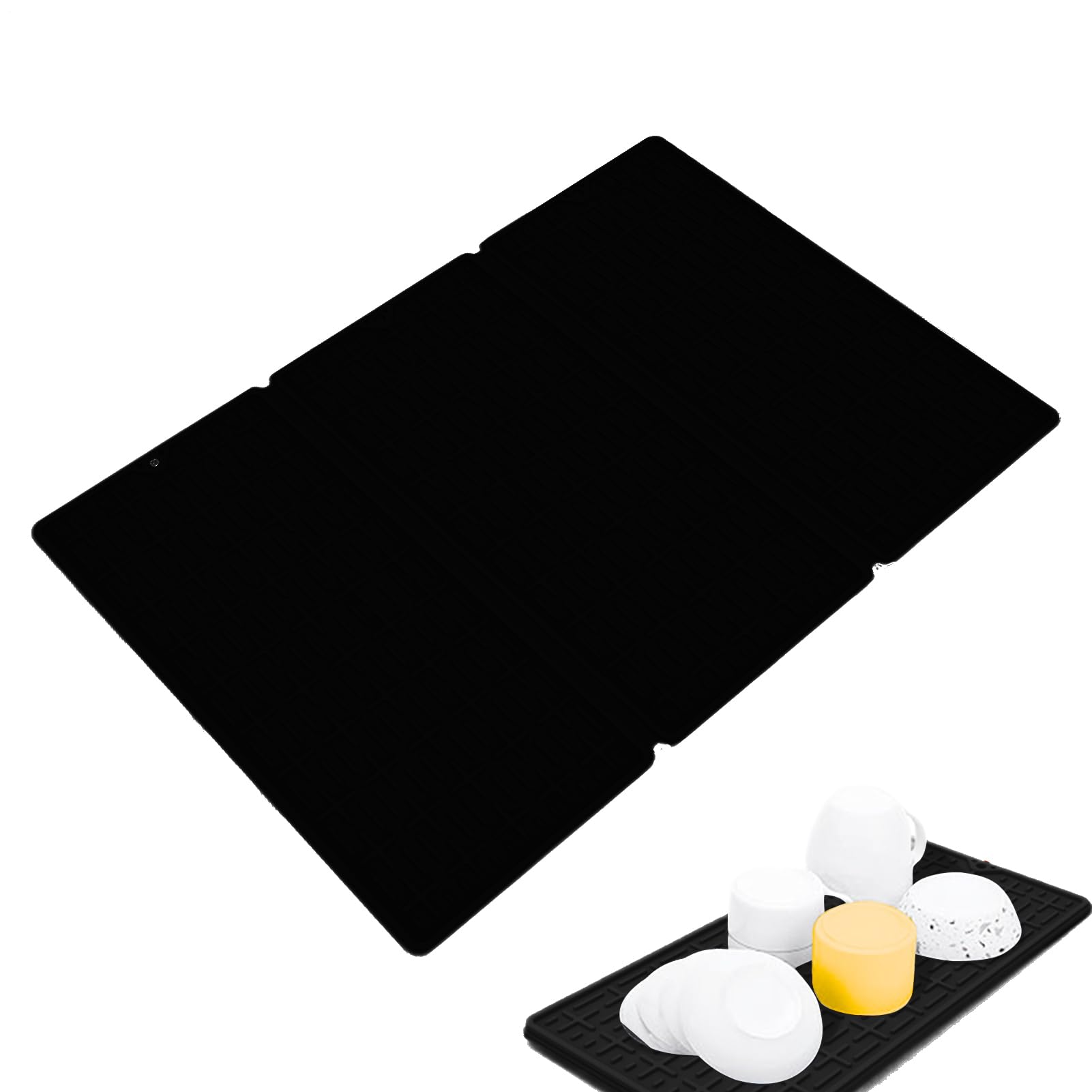 Alfombrilla de secado para cocina en silicona antideslizante gris para encimera